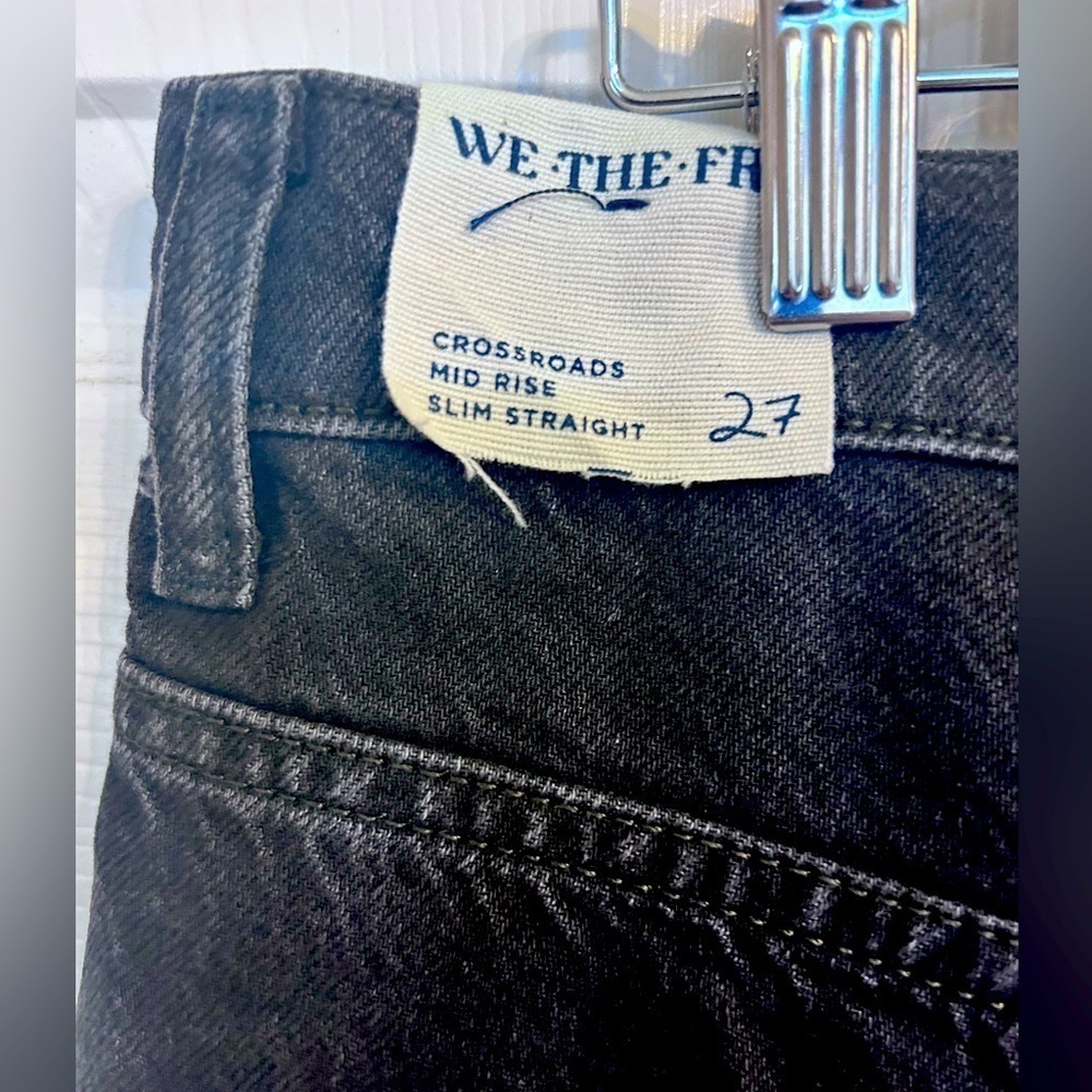 NWT Free People, We The Free, Crossroads Mid Rise Slim Straight Jeans, 27 Black - Picture 6 of 7